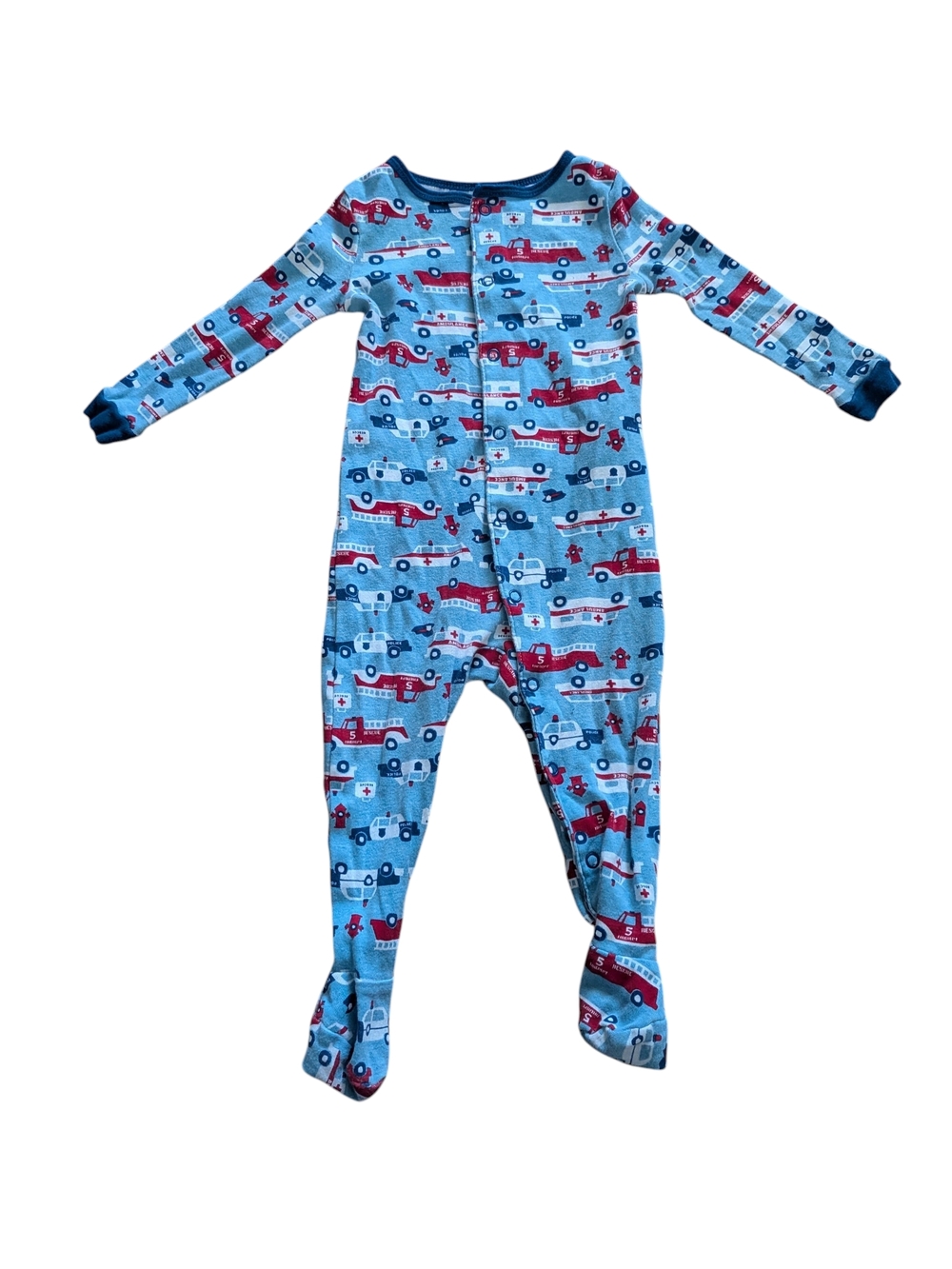 5/$15 Blue Joe Fresh Baby Boy One-Piece Footed Pjs- Red Truck-Size 12-18 Months